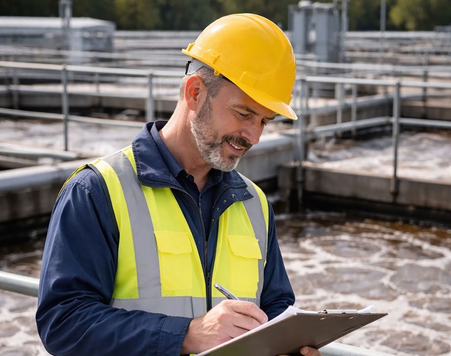 Arbeiter im Wasserschutz